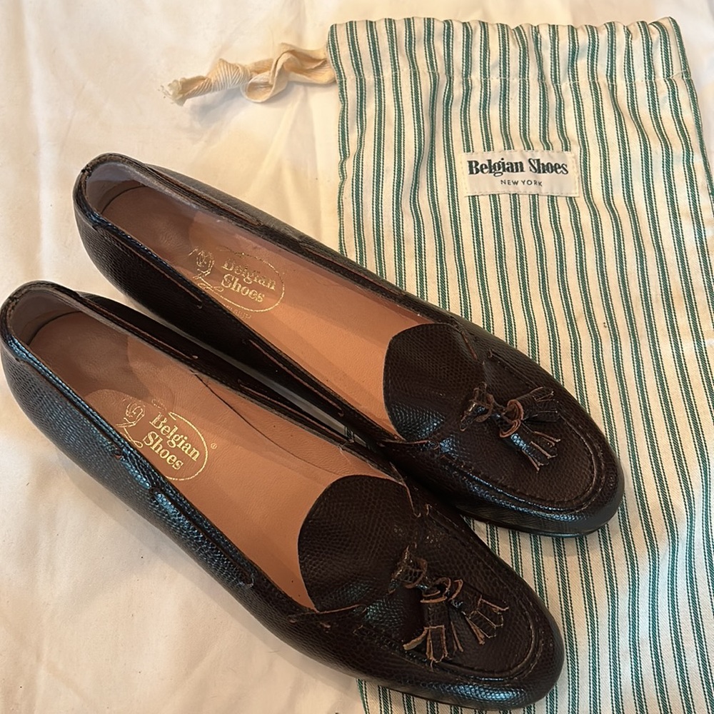 Belgian Shoes - Juliette Lizard Calf Loafers 8 1/2